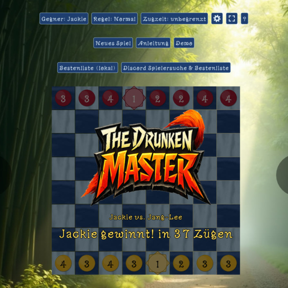 The Drunken Master – Spielszene mit Sieg-Anzeige